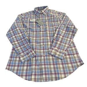 Martin Woven Blue and Purple Plaid Golf Long sleeve polo NWT THE CLUB SHIRT